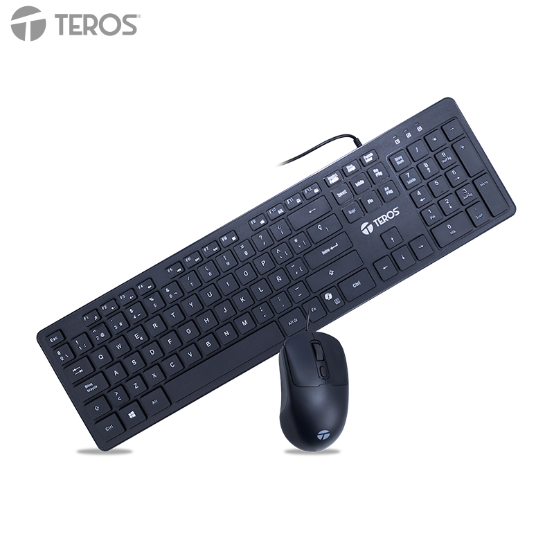 Kit Teclado + Mouse TEROS TE-5019S, tecla COPILOT (solo teclado), negro