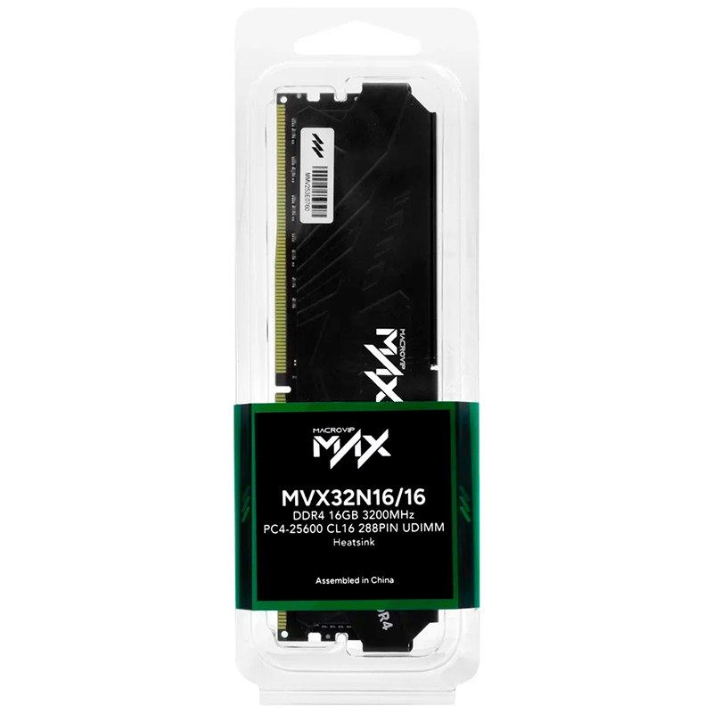 Memoria UDIMM MACROVIP Max, MVX32N16/16, 16GB DDR4-3200MHz PC4-25600, CL16, 288-Pin