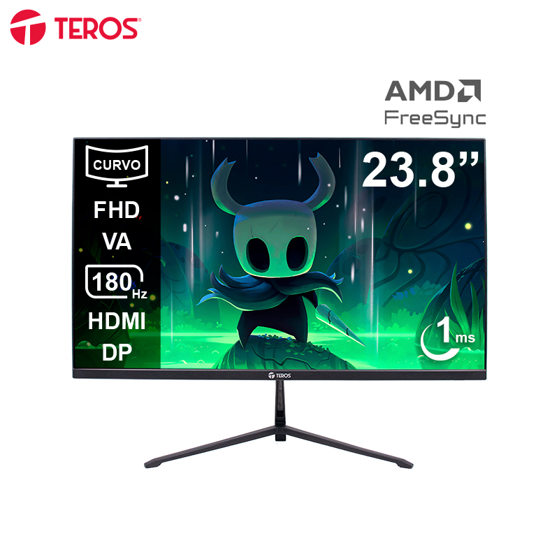 Monitor curvo gaming TEROS TE-2476G, 23.8" FHD VA, 180Hz, 1ms, HDMI, DP, Audio out