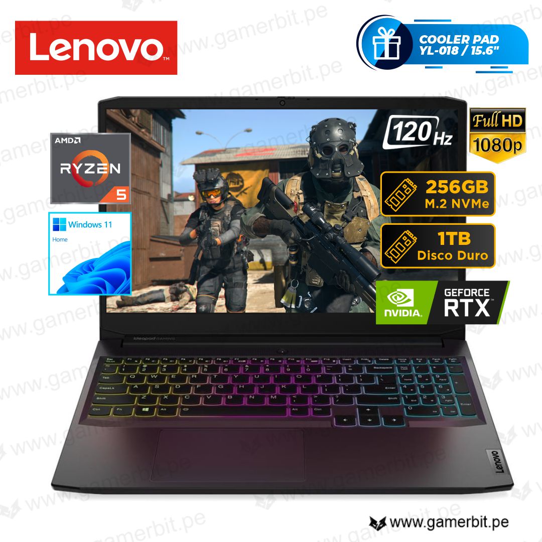 Lenovo IdeaPad Gaming 3 15ACH6 AMD Ryzen 5 5600H-16GB-512GB SSD-RTX3050-15.6Pulg