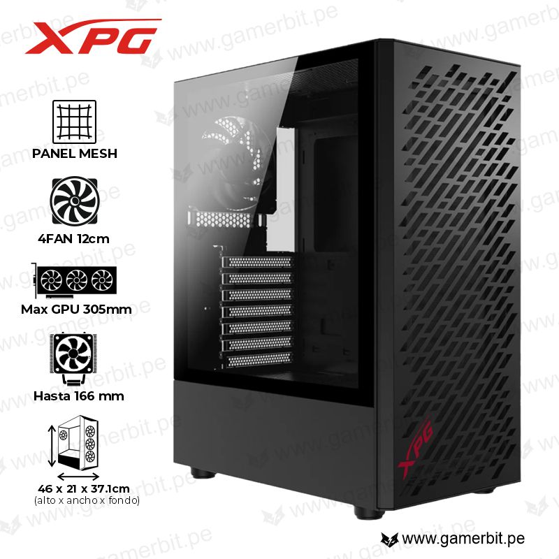 CASE GAMER XPG VALOR MESH BLACK SIN FUENTe
